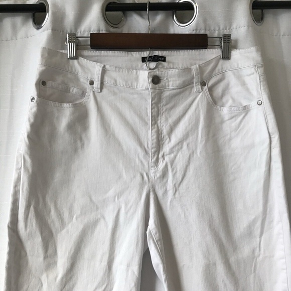 Eileen Fisher Jeans Organic Cotton Straight Jeans Stretch White Denim Size 14 - Picture 2 of 14